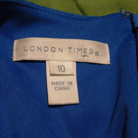Frilly Blue Dress by London Times sz 10 EUC - Picture 6 of 7